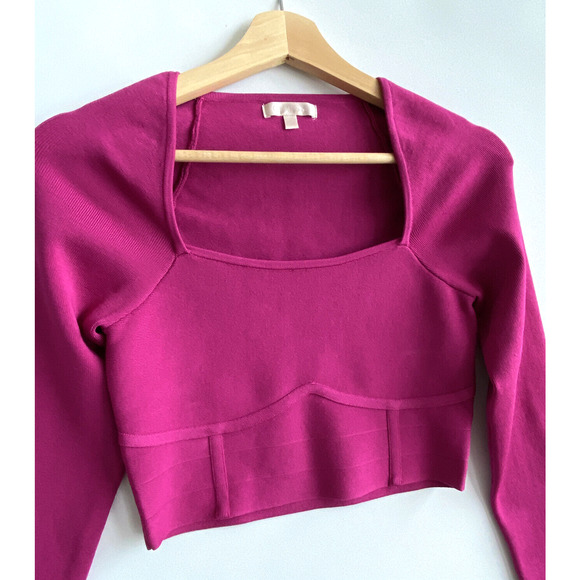 GUESS Zaylee Mirage Top Pink Bandage Crop Top Stretch Size S - Picture 4 of 6